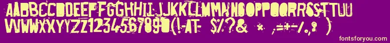 FuckedPlate-Schriftart – Gelbe Schriften auf violettem Hintergrund