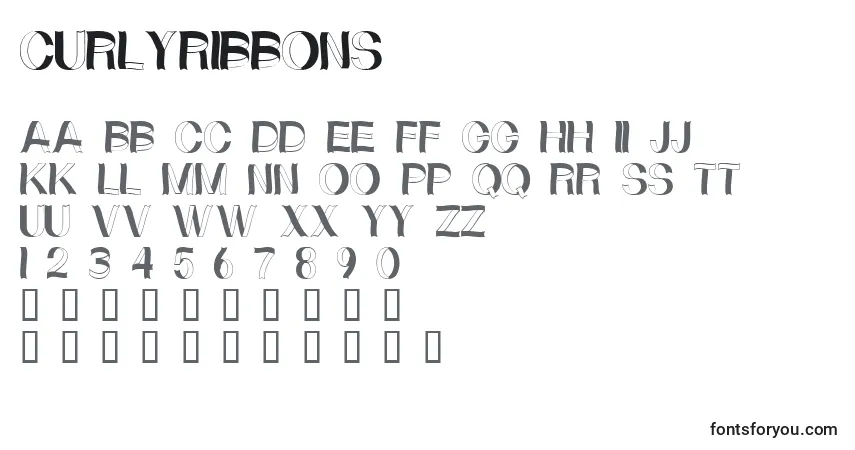 Schriftart Curlyribbons – Alphabet, Zahlen, spezielle Symbole
