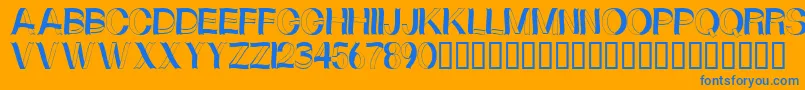 Curlyribbons-Schriftart – Blaue Schriften auf orangefarbenem Hintergrund