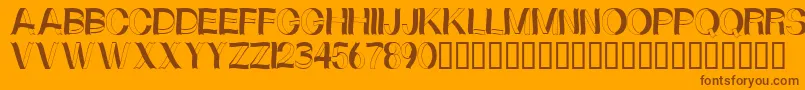 Curlyribbons-Schriftart – Braune Schriften auf orangefarbenem Hintergrund