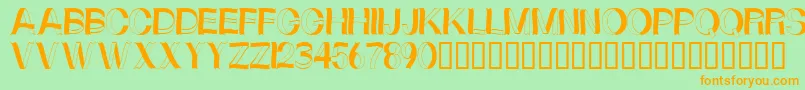 Curlyribbons-Schriftart – Orangefarbene Schriften auf grünem Hintergrund