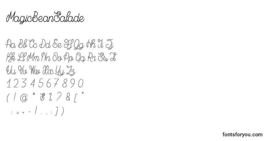 A fonte MagicBeanSalade – alfabeto, números, caracteres especiais
