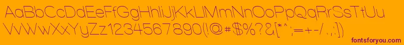 WalkwayRevoblique-Schriftart – Violette Schriften auf orangefarbenem Hintergrund