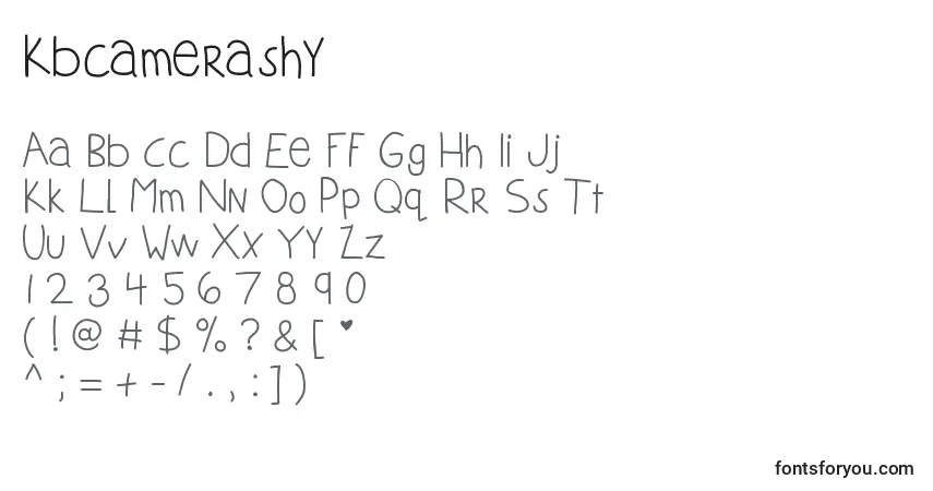 Schriftart Kbcamerashy – Alphabet, Zahlen, spezielle Symbole