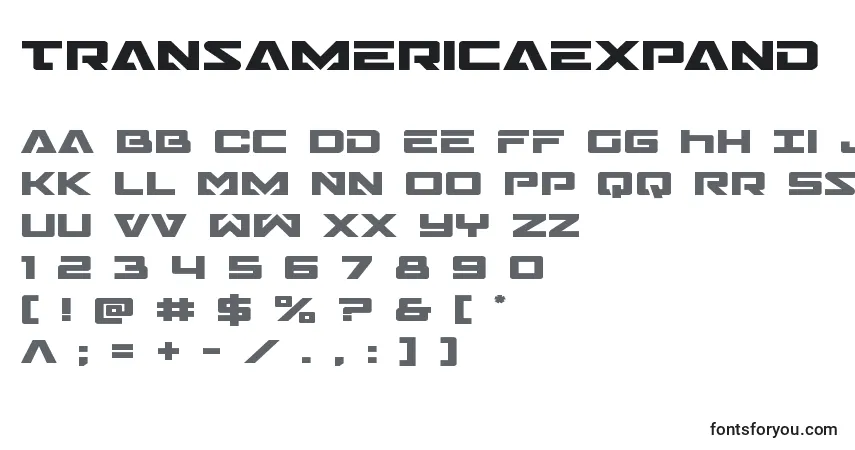 Schriftart Transamericaexpand – Alphabet, Zahlen, spezielle Symbole