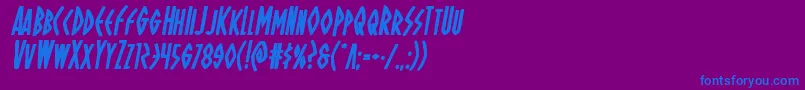 Ohmightyisisboldital-Schriftart – Blaue Schriften auf violettem Hintergrund