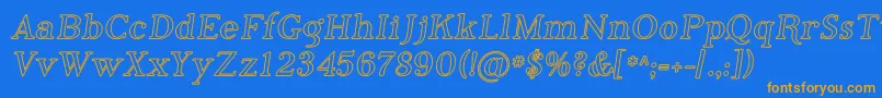 フォントPhosi – オレンジ色の文字が青い背景にあります。