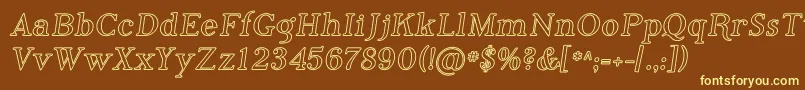 Phosi-fontti – keltaiset fontit ruskealla taustalla