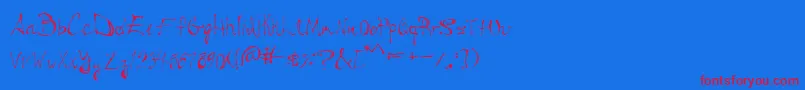 MedullaOblongata-Schriftart – Rote Schriften auf blauem Hintergrund