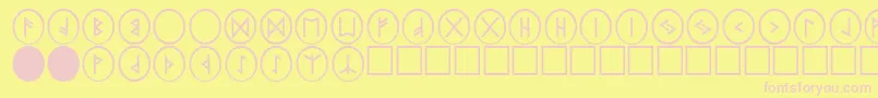 PrRunestones2-fontti – vaaleanpunaiset fontit keltaisella taustalla