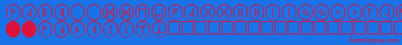 フォントPrRunestones2 – 赤い文字の青い背景