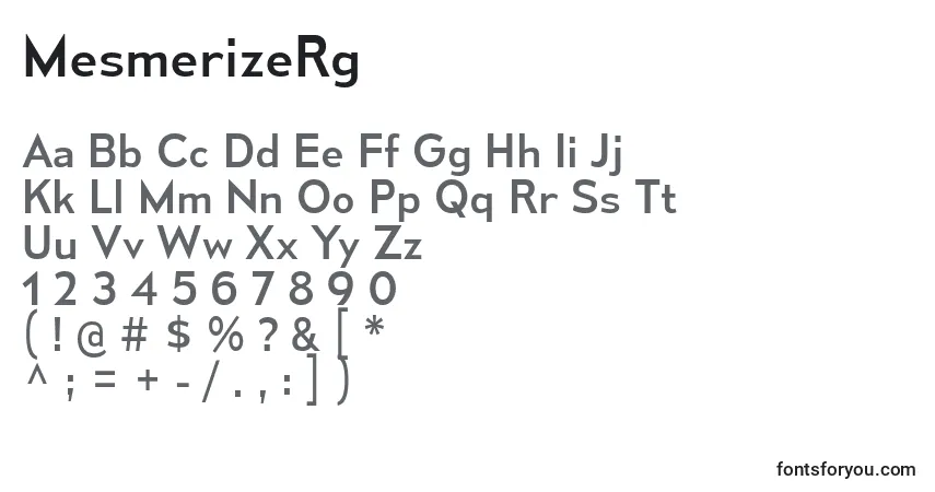 Шрифт MesmerizeRg – алфавит, цифры, специальные символы