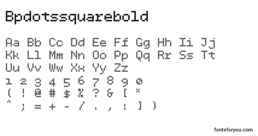 Шрифт Bpdotssquarebold – алфавит, цифры, специальные символы