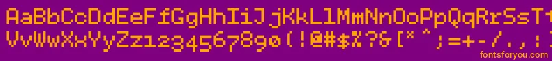 フォントBpdotssquarebold – 紫色の背景にオレンジのフォント