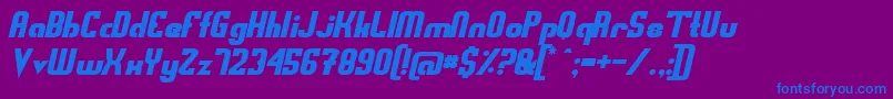 フォントSwedfso – 紫色の背景に青い文字