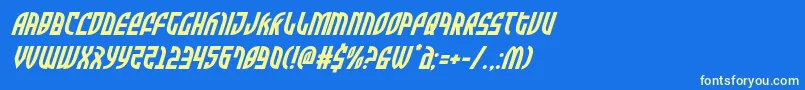 フォントZoneriderital – 黄色の文字、青い背景