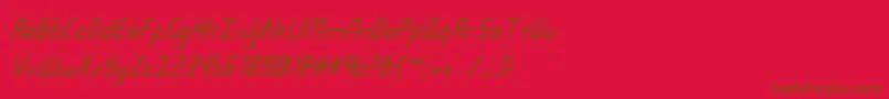 BlueJulyBoldCondensed-Schriftart – Braune Schriften auf rotem Hintergrund
