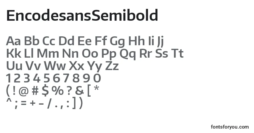 EncodesansSemibold Font – alphabet, numbers, special characters