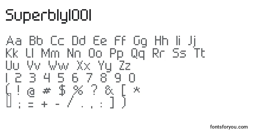 Schriftart Superbly1001 – Alphabet, Zahlen, spezielle Symbole