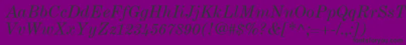 CenturyExpandedLtItalic-Schriftart – Schwarze Schriften auf violettem Hintergrund