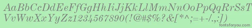 フォントCenturyExpandedLtItalic – 緑の背景に灰色の文字