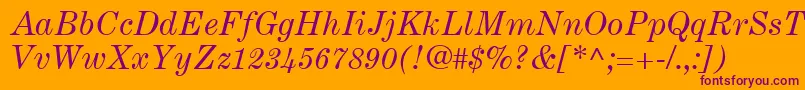 CenturyExpandedLtItalic Font – Purple Fonts on Orange Background