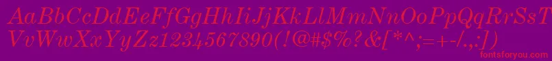 CenturyExpandedLtItalic Font – Red Fonts on Purple Background