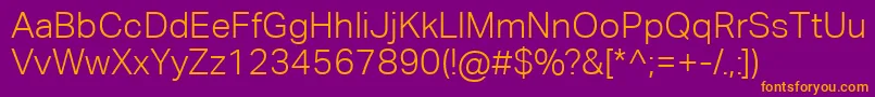 Police AktivgroteskcorpLight – polices orange sur fond violet