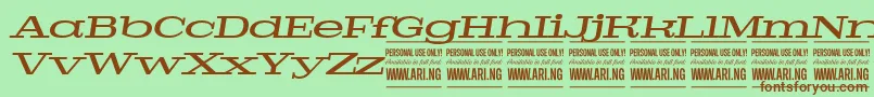 PigeonmediumitalPersonal Font – Brown Fonts on Green Background