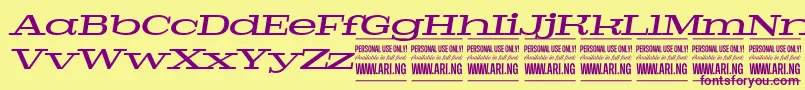 PigeonmediumitalPersonal Font – Purple Fonts on Yellow Background