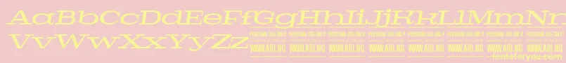 PigeonmediumitalPersonal-fontti – keltaiset fontit vaaleanpunaisella taustalla