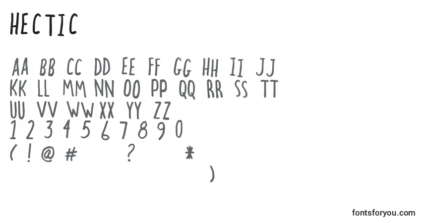 Schriftart Hectic – Alphabet, Zahlen, spezielle Symbole