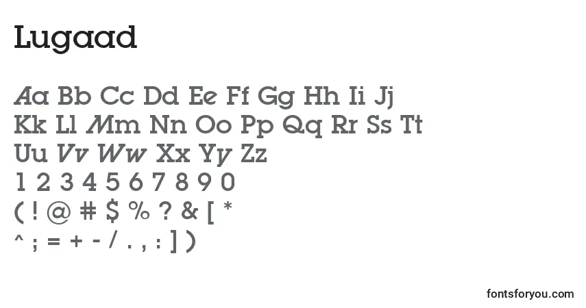Czcionka Lugaad – alfabet, cyfry, specjalne znaki