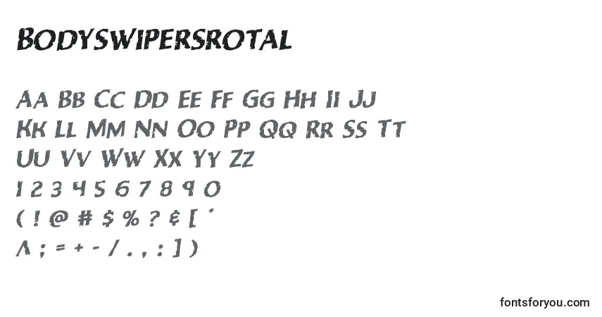 Bodyswipersrotal-fontti – aakkoset, numerot, erikoismerkit