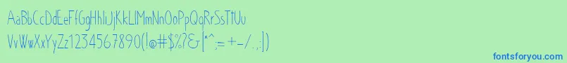 Chloe-Schriftart – Blaue Schriften auf grünem Hintergrund