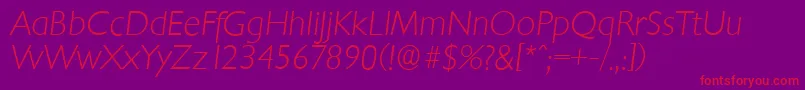 ChantillyserialXlightItalic Font – Red Fonts on Purple Background
