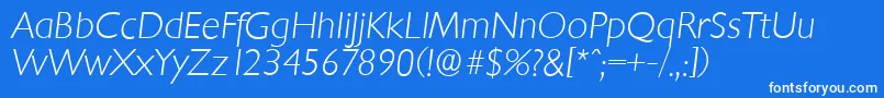 ChantillyserialXlightItalic-Schriftart – Weiße Schriften auf blauem Hintergrund