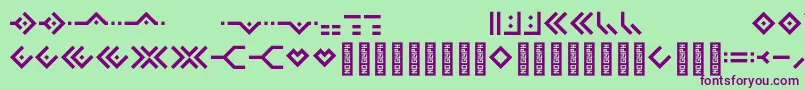 Omnicsans-Schriftart – Violette Schriften auf grünem Hintergrund