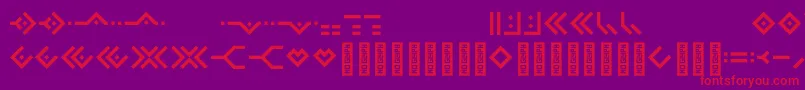 Omnicsans-Schriftart – Rote Schriften auf violettem Hintergrund