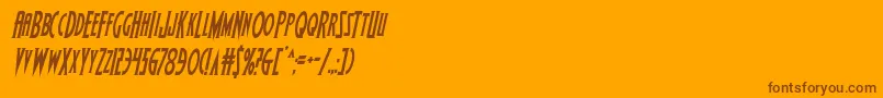 Wolfsbane2condital-Schriftart – Braune Schriften auf orangefarbenem Hintergrund