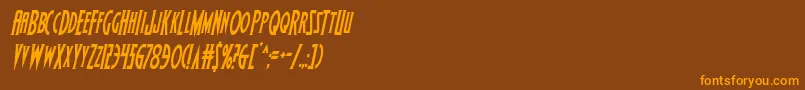 Wolfsbane2condital-Schriftart – Orangefarbene Schriften auf braunem Hintergrund