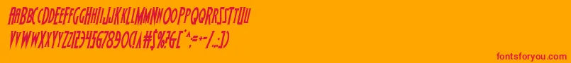 Wolfsbane2condital-Schriftart – Rote Schriften auf orangefarbenem Hintergrund