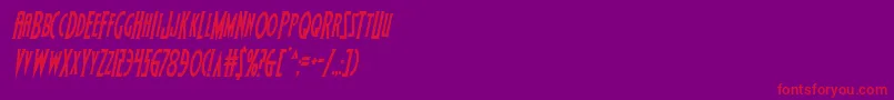 Wolfsbane2condital-Schriftart – Rote Schriften auf violettem Hintergrund