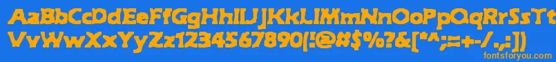 フォントHydeBrk – オレンジ色の文字が青い背景にあります。