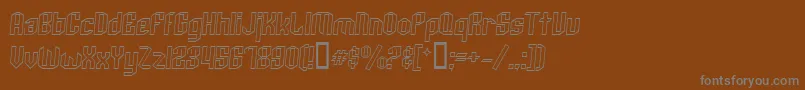 ArcheryBlackOutlineItalic-fontti – harmaat kirjasimet ruskealla taustalla