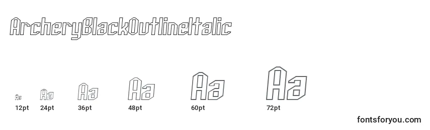 ArcheryBlackOutlineItalic Font Sizes