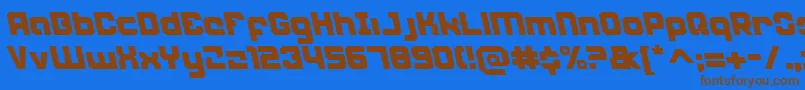 フォントWeaponeerLeftalic – 茶色の文字が青い背景にあります。