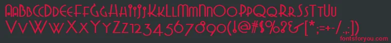 Grado-Schriftart – Rote Schriften auf schwarzem Hintergrund