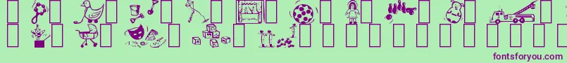 フォントToys4u – 緑の背景に紫のフォント