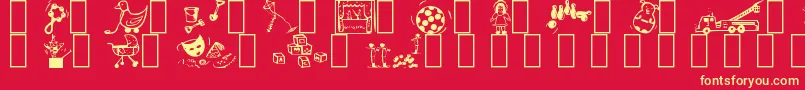 フォントToys4u – 黄色の文字、赤い背景